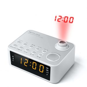 MUSE M-178 PW Radio Alarm Clock Projection Time Pearl White LED Display
